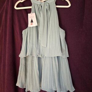 M Zesica NWT Halter Ruffle Tiered Layered Chiffon Flowy Blouse Top in Mint Green